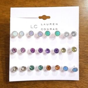 LC Lauren Conrad Simulated Crystal Stud Earring Set NWT